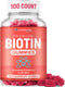 Biotin Gummies for Hair Growth, 100 Count, Max Strength 10000mcg Chewable Supplement for Women, Men, and Kids
