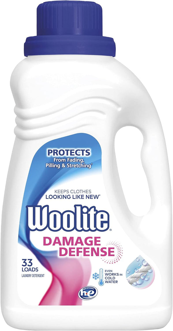 Woolite Damage Defense Laundry Detergent, 33 Loads, 50 Fl Oz, Regular & HE Washers, May Vary Packaging