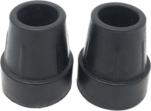 PCP Replacement Cane Tips, 1 inch / 2.5 cm diameter, Black, Two Tips