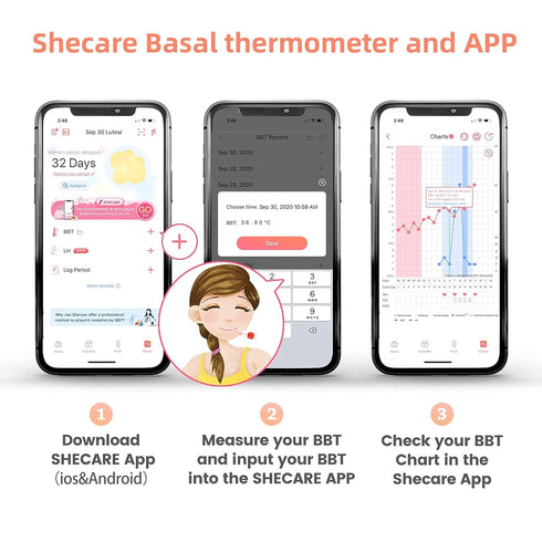 Digital Basal Body Thermometer for Ovulation - Backlight LCD Display, High Precision Oral Thermometer, Works with