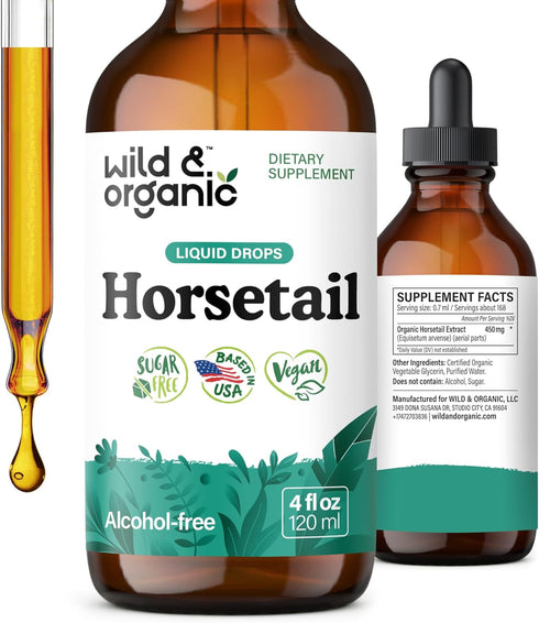 Wild & Organic Horsetail Herb Tincture - Hair Skin and Nails Support