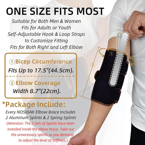 Copper Elbow Brace - Cubital Tunnel Elbow Brace, Ulnar Nerve Brace, Elbow Splint for Sleeping with 4 Removable Metal