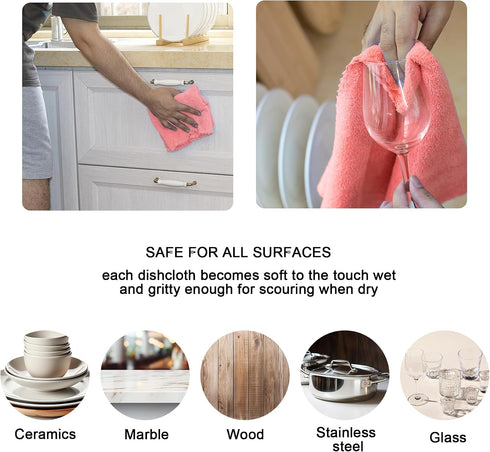 kimteny 13x28 Inches (13x28-6 Pack, Kitchen Cloth Dish Towels, Premium Dishcloths, Super Absorbent Coral Velvet