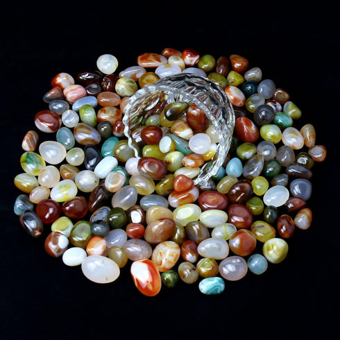 Polished Agate Stone, Colorful Rocks and Gems, Tumbled Real Crystals, Healing Stones, Reiki Decor (1lb)