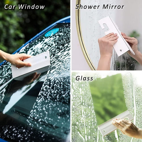 White Silicone Squeegee with Hanging Hole, Flexible Water Blade for Cleaning Kitchen Countertops, Bathroom Mirrors, 2PCS