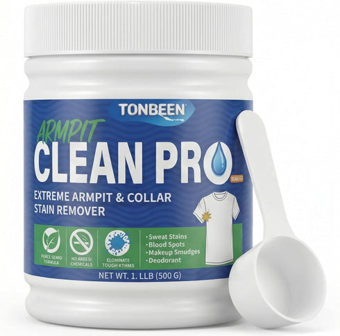 TONBEEN 500g Armpit Stain Remover Enzyme Laundry Powder - Sweat, Yellow & Deodorant Stain Remover for White Clothes