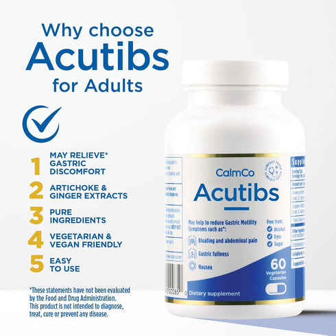 Acutibs Vegetarian Capsules, Artichoke & Ginger Extracts for Gastric Discomfort Relief, 60 Count