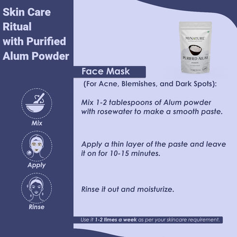 Mi Nature Alum Powder Potassium (Fitkari/Phitkari) - 100% Natural Skincare for Acne, Odor Control & Water Purification