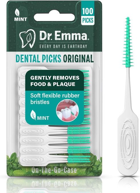 Original Dental Picks Mint, Soft Rubberized Tooth Picks, Easy to Use, 100Ct/Pack, 2 Packs (200Ct Total)