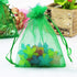 100pcs 4x6 inch Gifts Wrap Bags - Green Organza Sheer Fabric Bulk, Drawstring Reusable Pouch for Baby Shower Favor