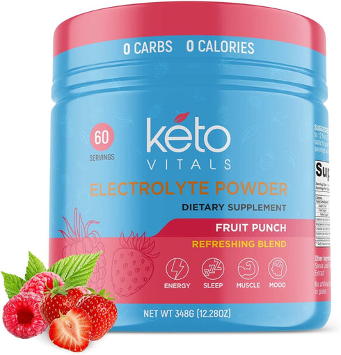Keto Vitals Keto Electrolytes Powder | Sugar-Free, Zero Calories, Zero Carbs Electrolytes Supplement Energy Drink Mix