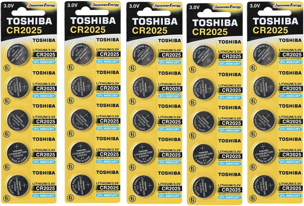 Toshiba CR2025 3 Volt Lithium Coin Battery (25 Batteries)