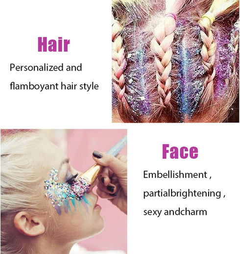MEICOLY Chameleon Iridescent White Body Glitter, Chunky Face Glitter Paint, Color Changing Mermaid Glitter Gel
