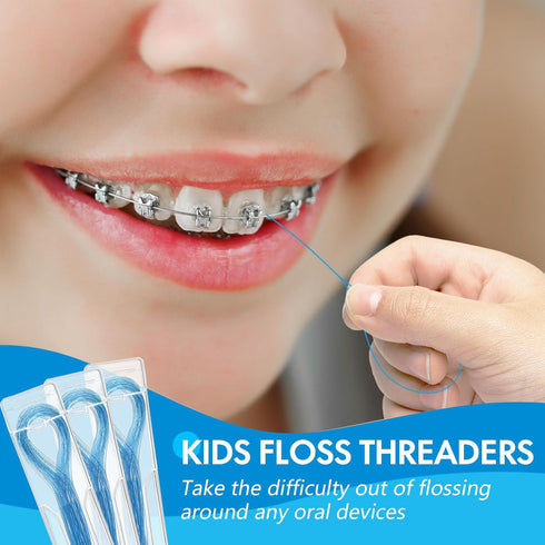 Preteen Kids Floss Threaders, Deep Clean Orthodontic Floss for Braces, 200PCS (4 Pack)