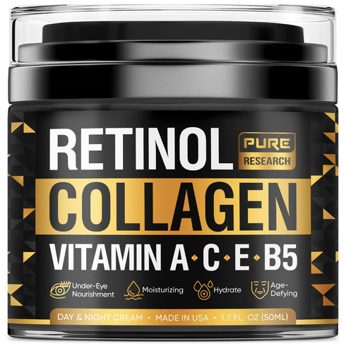 Retinol Face Cream, Natural Anti-Wrinkle Cream, Anti-Aging Facial Moisturizer with Collagen & Hyaluronic Acid
