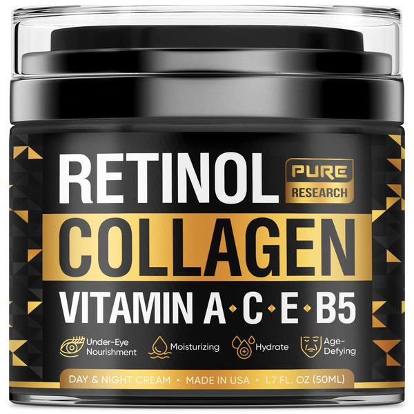 Retinol Face Cream, Natural Anti-Wrinkle Cream, Anti-Aging Facial Moisturizer with Collagen & Hyaluronic Acid