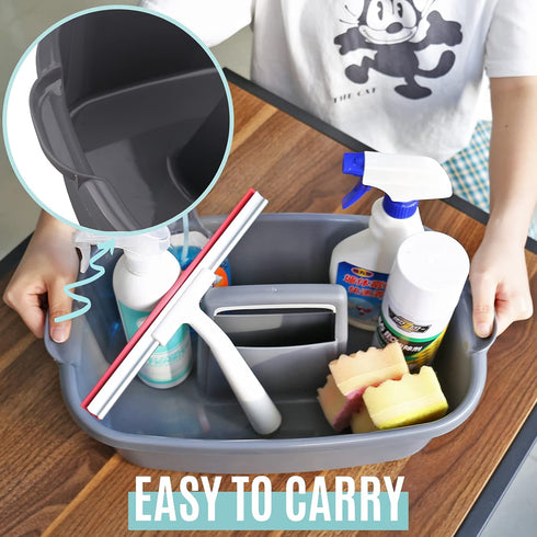 Large Gray Cleaning Supplies Caddy | Portable Household Organizer