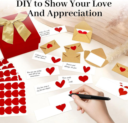 Rtisaeu 60 Mini Blank Love Notes and Envelopes for Him, Her, Wife, Husband, Mini Envelopes With Blank Cards, Tiny