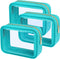 PACKISM TSA Approved Clear Makeup Bag - 3 Pack Upgrade Color-Edged Toiletry Bag for Various Storage Needs (Turquoise)