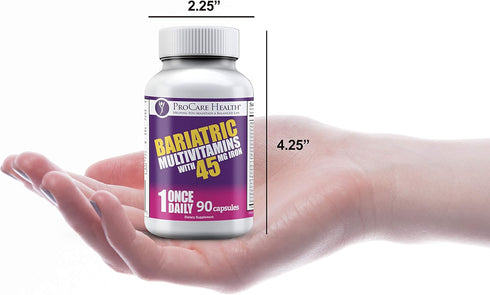 ProCare Health Once Daily Bariatric Multivitamin, 90 Count, 45mg Iron, Capsule