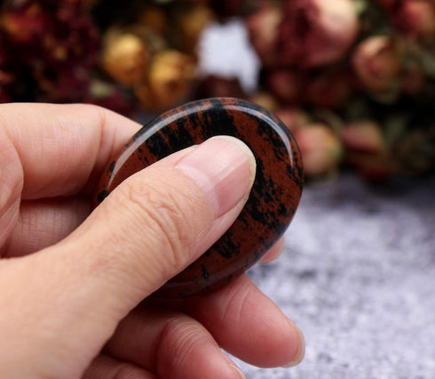 Thumb Worry Stone, Healing Crystal Pocket Palm Stone (Golden Swan)