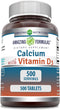 Amazing Formulas Calcium with Vitamin D3, 500 Tablets Supplement | Non-GMO | Gluten Free | Made in USA