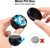 Portable Metal Pill Box - Single Waterproof Pill Container for Travel, Daily Round Aluminium Medicine Organizer Holder