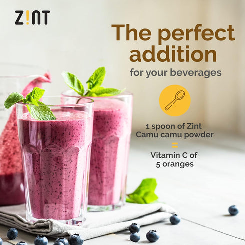 Zint Camu Camu Powder Organic - Superfood Powder, Antioxidants Source for Smoothies, Juices, Ice Creams, 3.5 oz