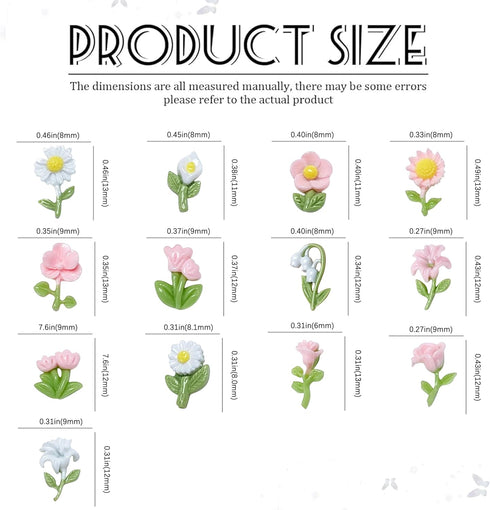 VOTACOS Flower Nail Charms, Summer Nail Art Supplies, Colorful Flower Nail Gems for Women Nail Design