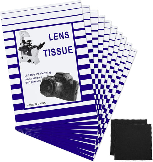 500 Pieces Lens Cleaning Paper Tissue with 2 Double Sided Cleaning Cloth for Cameras, Screens, Glasses