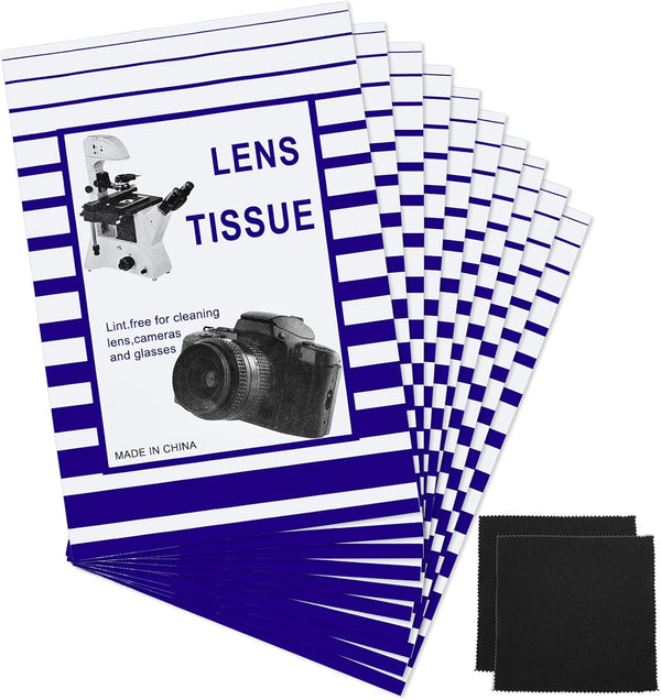 500 Pieces Lens Cleaning Paper Tissue with 2 Double Sided Cleaning Cloth for Cameras, Screens, Glasses