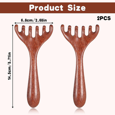 Tweruna 2 6 PCS Wooden Massage Comb Claws, Wooden Head Foot Massager Scalp, Wood Therapy Massage Tools for Head, Back