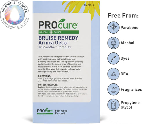 PROcure Bruise Remedy Gel Arnica Montana & MSM for Reducing Appearance of Bruising, Spider Veins & Skin Discoloration