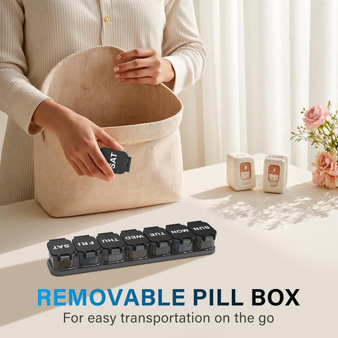 Toollygozz 7 Extra Large Weekly Pill Organizer - XL Vitamin Holder with Detachable Compartments, Portable Medicine Pill