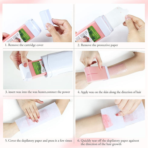 Rose Roll on Wax for Hair Removal, Soft Wax Roller Refill for Sensitive Skin, 4 Pack (14.1 OZ)