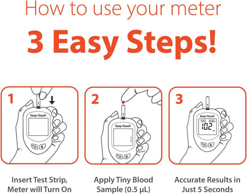 EasyTouch Glucose Monitoring System - 1 Meter with 10 Twist Lancets and 1 Lancing Device