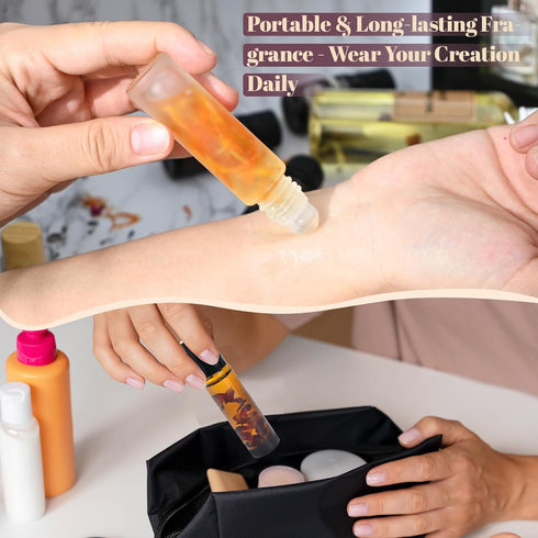 Set JUYRLE Roller Perfume Making Kit- DIY Perfume Making Kit, Make Your Own Roll-On Perfume with Essential Oil, Perfume