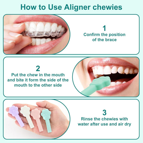 Aligner Chewies for Invisalign, 8-Pack Cat Claws Style Silicone Munchies for Braces, Aligners, Retainers (Mint, Taro,