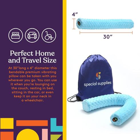 Special Supplies Sensory Vibrating Neck Pillow for Kids and Adults Plush Velvet Soft Cover with Textured Therapy