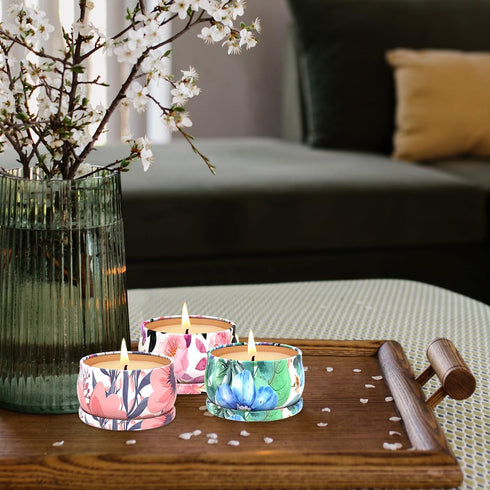 Sets 3, Scented Candles Gift of Stress Relief Candles for Home Scented, Natural Soy Wax Aromatherapy Candle, Burning
