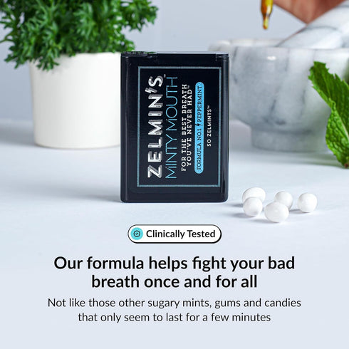 Zelmin's Minty Mouth Breath Freshener - 3 Pack for Long Lasting Bad Breath Treatment