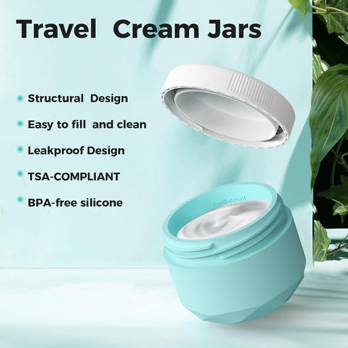 Travel Containers for Toiletries, TSA Approved Silicone Cream Jars with Leak-proof Travel Accessories