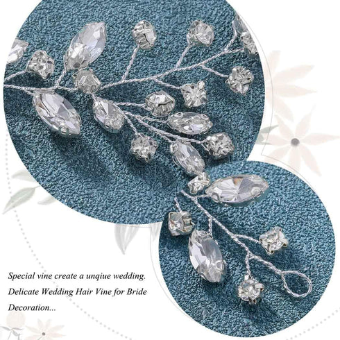 JAKAWIN Bride Rhinestone Wedding Hair Piece Silver Crystal Bridal Updo Hair Vine Accessories for Women