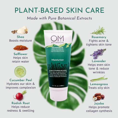 Plant-based Daily Organic Moisturizer for Women & Men, Ayurvedic Vegan Face and Body Lotion, pH-Balanced Non-Greasy