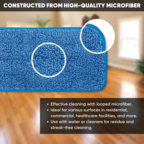 Microfiber Wholesale 18 Inch Microfiber Mop Pads, Machine Washable, Reusable, Replacement Wet Mop Heads (3 Pack)
