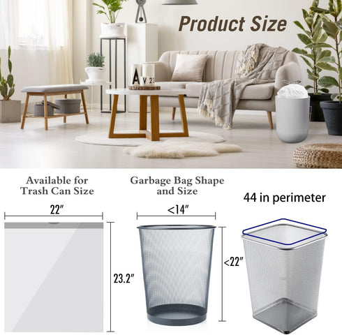 8 Gallon Drawstring Trash Bags, 34 Count Strong Medium Kitchen Garbage Bag, 22" x 23" White Trash Can Liners