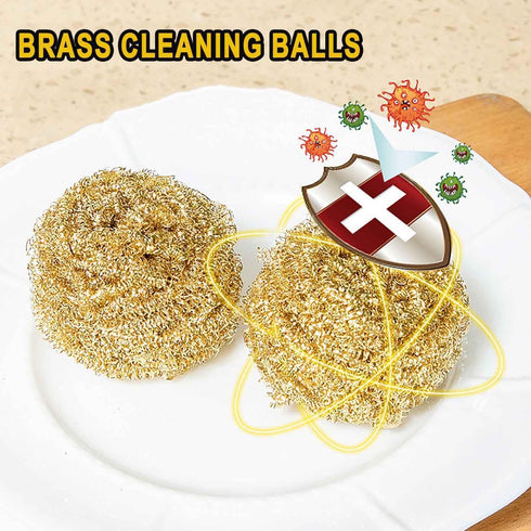 6 Pcs Brass Kitchen Cleaner Scrubbing Scour, Non-Scratch Dishes Scrubber, Copper Scrubber