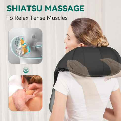 Snailax Cordless Massager - Shiatsu Neck and Shoulder Massager with Heat, FSA Eligible, Portable, Lumbar, Back Electric