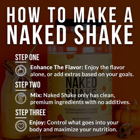 Naked Shake - Pumpkin Spice Protein Shake, Plant Based Protein with MCT Oil, 30 Servings