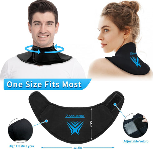 Neck Ice Pack Wrap, Reusable Gel Ice Pack for Neck and Cervical Injuries Pain Relief, Flexible Cold Hot Compress Therapy